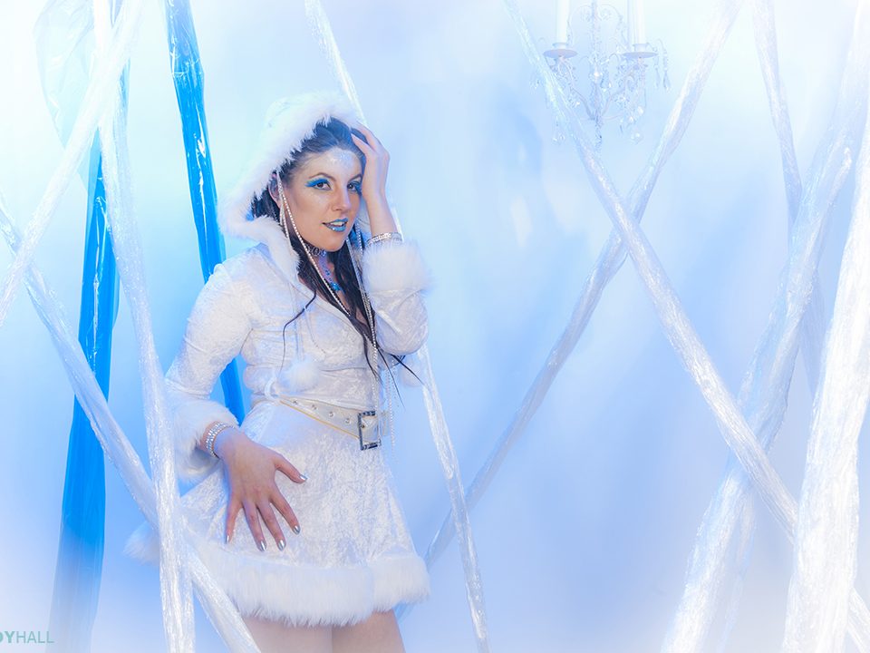 Adult female model in stdio ice cave