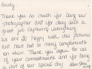 thank you from Adam & stacie